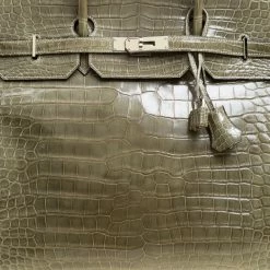 Hermes Olive Green Porosus Crocodile Palladium Hardware Birkin 40 Bag For Women -Deals Hermes Store luxury women hermes used handbags p156702 0005