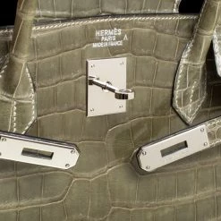 Hermes Olive Green Porosus Crocodile Palladium Hardware Birkin 40 Bag For Women -Deals Hermes Store luxury women hermes used handbags p156702 0006