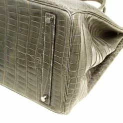 Hermes Olive Green Porosus Crocodile Palladium Hardware Birkin 40 Bag For Women -Deals Hermes Store luxury women hermes used handbags p156702 0016