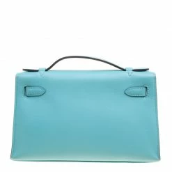 Hermes Teal Blue Swift Leather Palladium Hardware Kelly Pochette For Women -Deals Hermes Store luxury women hermes used handbags p157705 0004