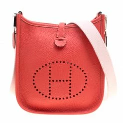 Hermes Rouge Moyen Togo Leather Evelyne TPM Bag For Women