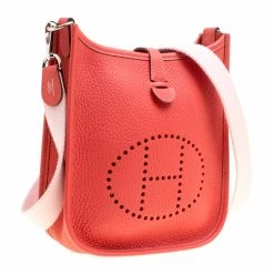 Hermes Rouge Moyen Togo Leather Evelyne TPM Bag For Women -Deals Hermes Store luxury women hermes used handbags p157710 003