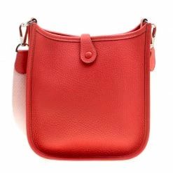 Hermes Rouge Moyen Togo Leather Evelyne TPM Bag For Women -Deals Hermes Store luxury women hermes used handbags p157710 004