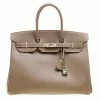 Hermes Taupe Epsom Leather Palladium Hardware Birkin 35 Bag For Women
