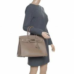 Hermes Taupe Epsom Leather Palladium Hardware Birkin 35 Bag For Women -Deals Hermes Store luxury women hermes used handbags p158270 0002