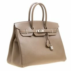 Hermes Taupe Epsom Leather Palladium Hardware Birkin 35 Bag For Women -Deals Hermes Store luxury women hermes used handbags p158270 0003