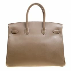Hermes Taupe Epsom Leather Palladium Hardware Birkin 35 Bag For Women -Deals Hermes Store luxury women hermes used handbags p158270 0004