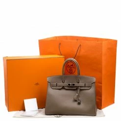 Hermes Taupe Epsom Leather Palladium Hardware Birkin 35 Bag For Women -Deals Hermes Store luxury women hermes used handbags p158270 0012