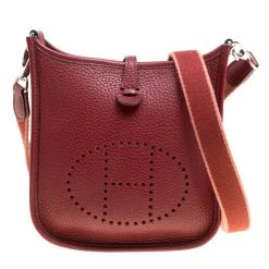Hermes Bordeaux Clemence Leather Evelyne TPM Bag For Women