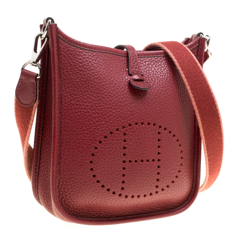 Hermes Bordeaux Clemence Leather Evelyne TPM Bag For Women 5 Hermes Bordeaux Clemence Leather Evelyne TPM Bag For Women - Image 3
