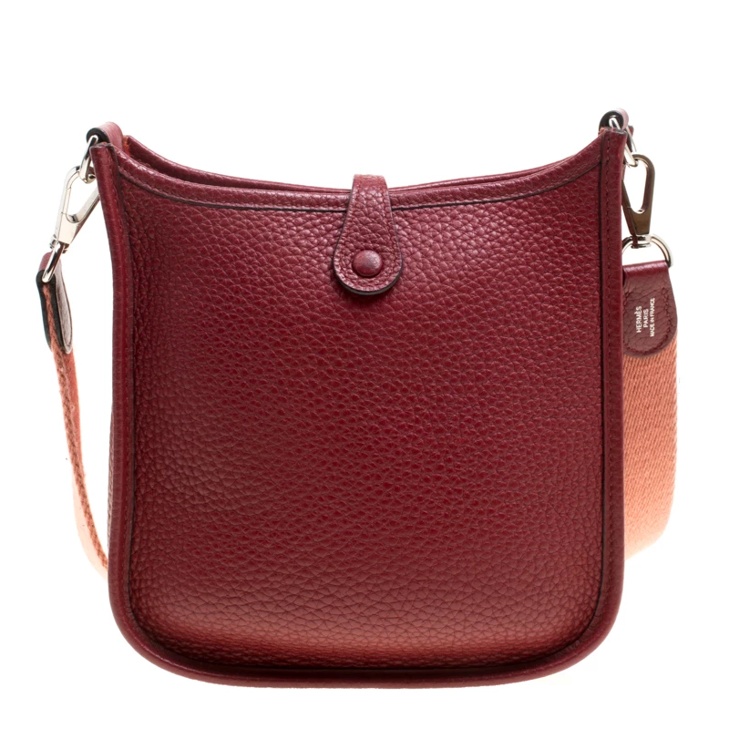 Hermes Bordeaux Clemence Leather Evelyne TPM Bag For Women 6 Hermes Bordeaux Clemence Leather Evelyne TPM Bag For Women - Image 4