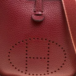Hermes Bordeaux Clemence Leather Evelyne TPM Bag For Women 18 Hermes Bordeaux Clemence Leather Evelyne TPM Bag For Women -Deals Hermes Store luxury women hermes used handbags p158434 0005