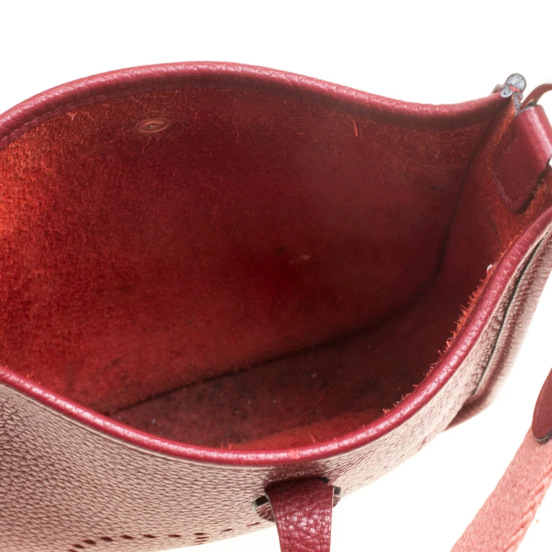 Hermes Bordeaux Clemence Leather Evelyne TPM Bag For Women 9 Hermes Bordeaux Clemence Leather Evelyne TPM Bag For Women - Image 7