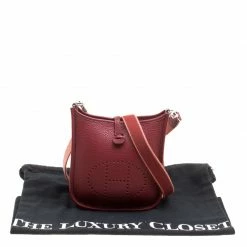 Hermes Bordeaux Clemence Leather Evelyne TPM Bag For Women 23 Hermes Bordeaux Clemence Leather Evelyne TPM Bag For Women -Deals Hermes Store luxury women hermes used handbags p158434 0010