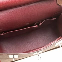 Hermes Gold/Bordeaux Clemence Leather Jypsiere 28 Bag For Women -Deals Hermes Store luxury women hermes used handbags p158440 0007