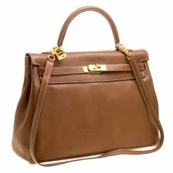 Hermes Gold Chevre De Coromandel Leather Gold Hardware Kelly Retourne 35 Bag For Women -Deals Hermes Store luxury women hermes used handbags p158487 0003