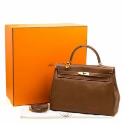 Hermes Gold Chevre De Coromandel Leather Gold Hardware Kelly Retourne 35 Bag For Women -Deals Hermes Store luxury women hermes used handbags p158487 0011