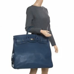 Hermes Blue De Presse Clemence Leather Palladium Hardware HAC Birkin 50 Bag For Women 18 Hermes Blue De Presse Clemence Leather Palladium Hardware HAC Birkin 50 Bag For Women -Deals Hermes Store luxury women hermes used handbags p160286 0002