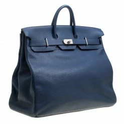 Hermes Blue De Presse Clemence Leather Palladium Hardware HAC Birkin 50 Bag For Women 19 Hermes Blue De Presse Clemence Leather Palladium Hardware HAC Birkin 50 Bag For Women -Deals Hermes Store luxury women hermes used handbags p160286 0003