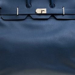 Hermes Blue De Presse Clemence Leather Palladium Hardware HAC Birkin 50 Bag For Women 21 Hermes Blue De Presse Clemence Leather Palladium Hardware HAC Birkin 50 Bag For Women -Deals Hermes Store luxury women hermes used handbags p160286 0005