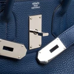 Hermes Blue De Presse Clemence Leather Palladium Hardware HAC Birkin 50 Bag For Women 22 Hermes Blue De Presse Clemence Leather Palladium Hardware HAC Birkin 50 Bag For Women -Deals Hermes Store luxury women hermes used handbags p160286 0006