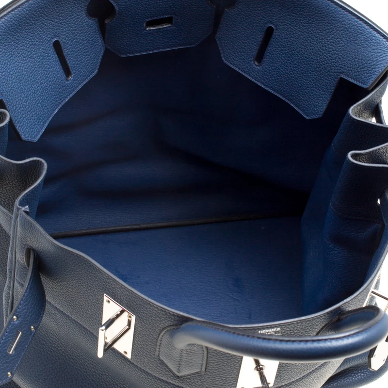 Hermes Blue De Presse Clemence Leather Palladium Hardware HAC Birkin 50 Bag For Women 10 Hermes Blue De Presse Clemence Leather Palladium Hardware HAC Birkin 50 Bag For Women - Image 8