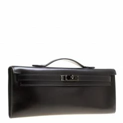 Hermes Black Swift Leather Limited Edition SO Black Kelly Cut Clutch For Women -Deals Hermes Store luxury women hermes used handbags p160564 0003