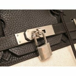 Hermes Two Tone Toile Canvas And Taurillon Clemence Leather Palladium Hardware Birkin 30 Bag For Women -Deals Hermes Store luxury women hermes used handbags p164886 005