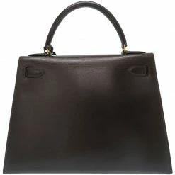 Hermes Dark Brown Box Calf Leather Gold Hardware Kelly Sellier 28 Bag For Women -Deals Hermes Store luxury women hermes used handbags p164909 002