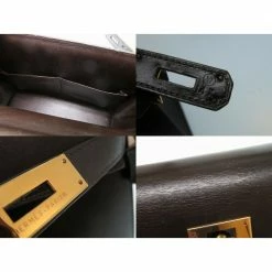 Hermes Dark Brown Box Calf Leather Gold Hardware Kelly Sellier 28 Bag For Women -Deals Hermes Store luxury women hermes used handbags p164909 006