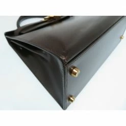 Hermes Dark Brown Box Calf Leather Gold Hardware Kelly Sellier 28 Bag For Women -Deals Hermes Store luxury women hermes used handbags p164909 007
