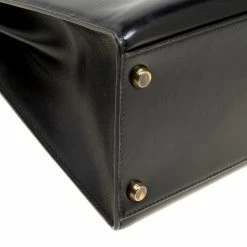 Hermes Black Box Calf Leather Gold Hardware Kelly Sellier 32 Bag For Women -Deals Hermes Store luxury women hermes used handbags p165804 005