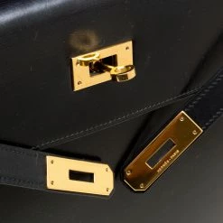 Hermes Black Box Calf Leather Gold Hardware Kelly Sellier 32 Bag For Women -Deals Hermes Store luxury women hermes used handbags p165804 007
