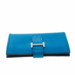 Hermes Teal Blue Epsom Leather Bearn Card Holder For Women -Deals Hermes Store luxury women hermes used handbags p167524 005