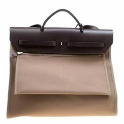 Hermes Taupe Canvas And Leather Herbag Zip 39 Bag For Women -Deals Hermes Store luxury women hermes used handbags p168654 010