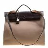 Hermes Taupe Canvas And Leather Herbag Zip 39 Bag For Women