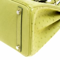 Hermes Olive Green Ostrich Palladium Hardware Birkin 30 Bag For Women 33 Hermes Olive Green Ostrich Palladium Hardware Birkin 30 Bag For Women -Deals Hermes Store luxury women hermes used handbags p170410 005