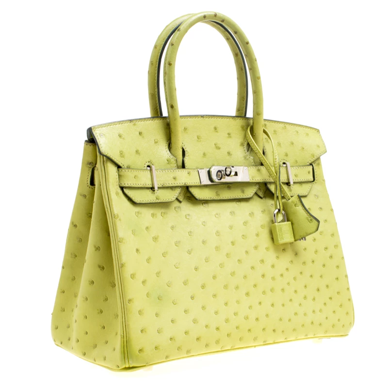 Hermes Olive Green Ostrich Palladium Hardware Birkin 30 Bag For Women 5 Hermes Olive Green Ostrich Palladium Hardware Birkin 30 Bag For Women - Image 3