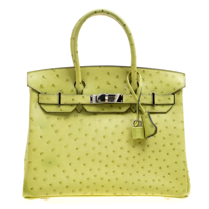 Hermes Olive Green Ostrich Palladium Hardware Birkin 30 Bag For Women 3 Hermes Olive Green Ostrich Palladium Hardware Birkin 30 Bag For Women