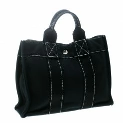 Hermes Black Canvas Fourre Tout PM For Women -Deals Hermes Store luxury women hermes used handbags p171346 007