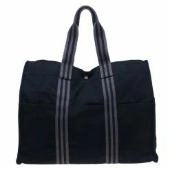 Hermes Black Canvas Fourre-Tout Tote GM For Women