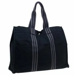 Hermes Black Canvas Fourre-Tout Tote GM For Women -Deals Hermes Store luxury women hermes used handbags p1726 0003