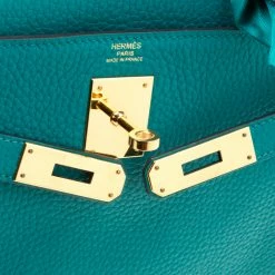 Hermes Blue Paon Clemence Leather Gold Hardware Kelly Retourne 28 Bag For Women -Deals Hermes Store luxury women hermes used handbags p175002 006