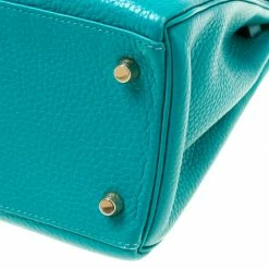 Hermes Blue Paon Clemence Leather Gold Hardware Kelly Retourne 28 Bag For Women -Deals Hermes Store luxury women hermes used handbags p175002 007
