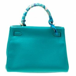 Hermes Blue Paon Clemence Leather Gold Hardware Kelly Retourne 28 Bag For Women -Deals Hermes Store luxury women hermes used handbags p175002 010