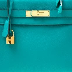 Hermes Blue Paon Clemence Leather Gold Hardware Kelly Retourne 28 Bag For Women -Deals Hermes Store luxury women hermes used handbags p175002 014