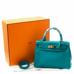 Hermes Blue Paon Clemence Leather Gold Hardware Kelly Retourne 28 Bag For Women -Deals Hermes Store luxury women hermes used handbags p175002 016