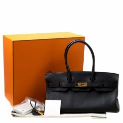 Hermes Black Clemence Leather Gold Hardware Shoulder Birkin 42 Bag For Women 28 Hermes Black Clemence Leather Gold Hardware Shoulder Birkin 42 Bag For Women -Deals Hermes Store luxury women hermes used handbags p175027 001