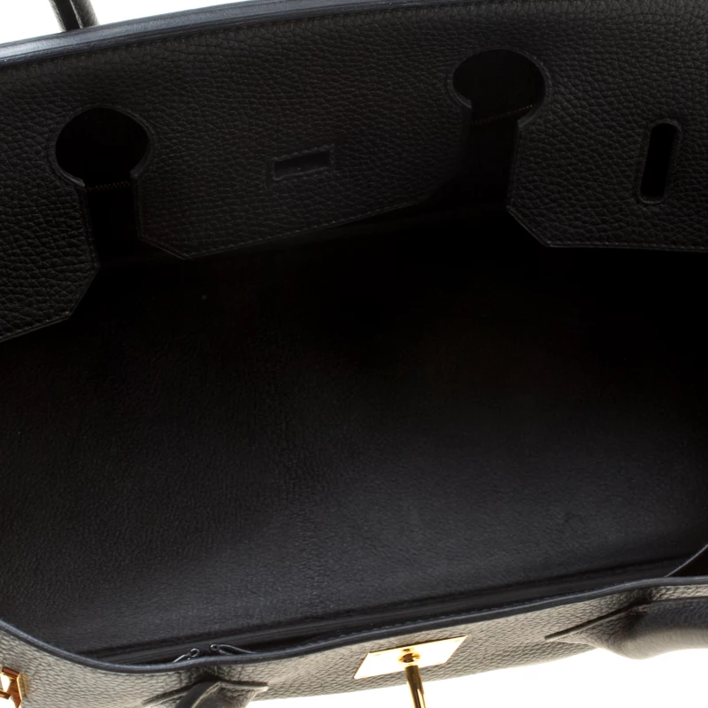 Hermes Black Clemence Leather Gold Hardware Shoulder Birkin 42 Bag For Women 10 Hermes Black Clemence Leather Gold Hardware Shoulder Birkin 42 Bag For Women - Image 8