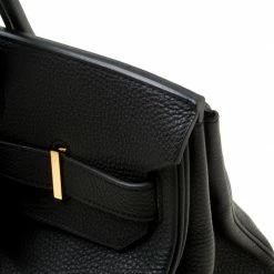 Hermes Black Clemence Leather Gold Hardware Shoulder Birkin 42 Bag For Women 31 Hermes Black Clemence Leather Gold Hardware Shoulder Birkin 42 Bag For Women -Deals Hermes Store luxury women hermes used handbags p175027 008